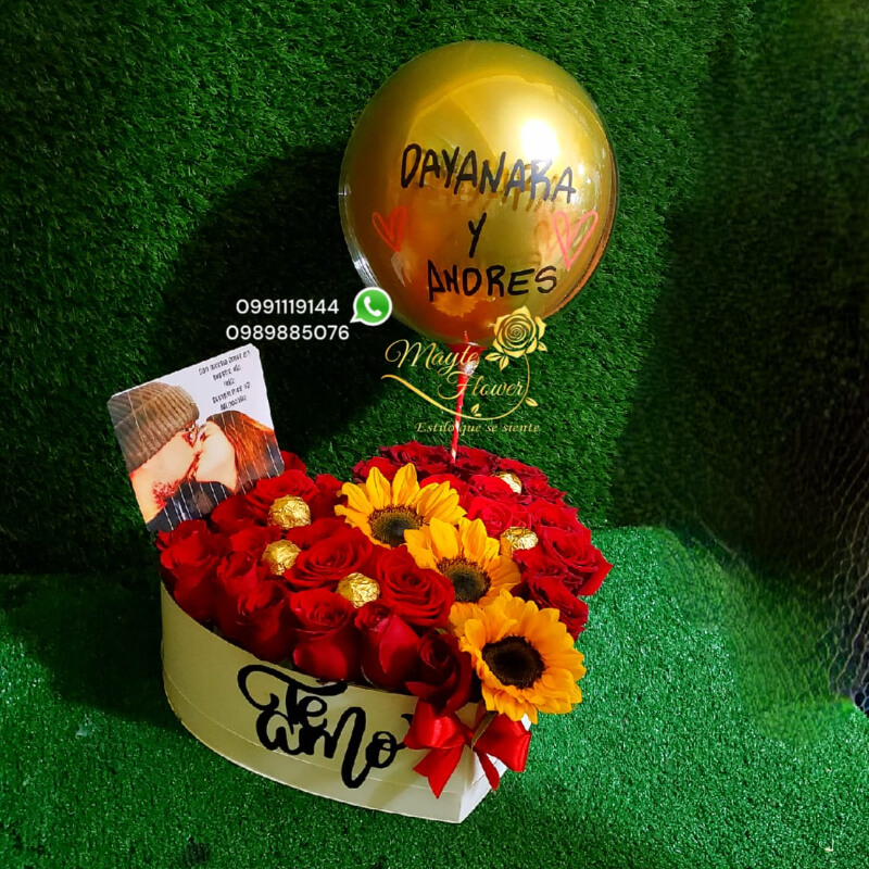 Arreglo de Corazon Mediano con Ferrero