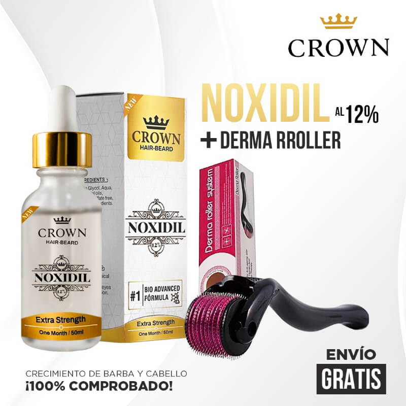 Noxidil 12% + Dermaroller Estimulador | Activa Nuevos Vellos con Microperforación|Minoxidil 12% Barba