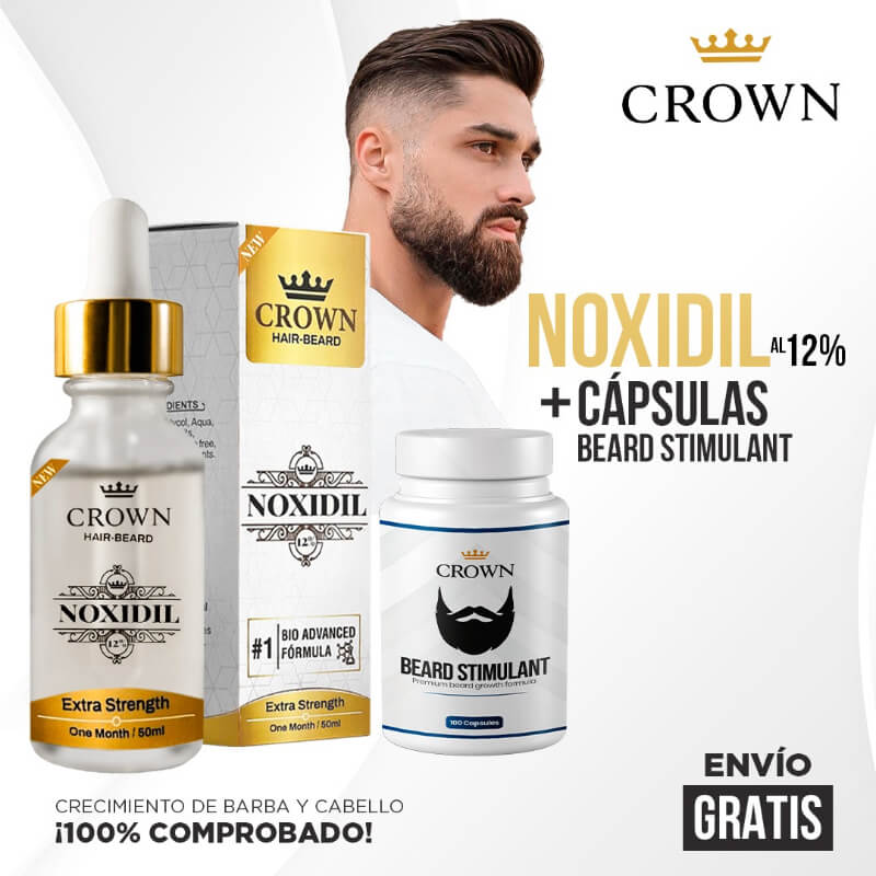 Noxidil 12% + Multivitaminas Biotina | Doble Potencia para el Crecimiento de Barba y Cabello
