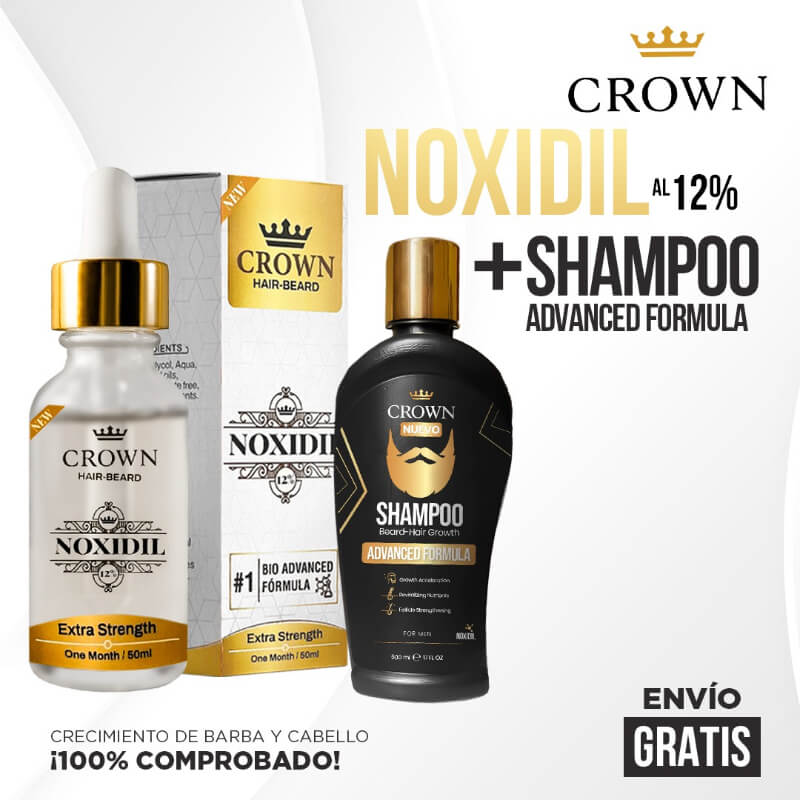 Noxidil 12% + Shampoo Especial | Limpieza Profunda + Estimulación Capilar para Barba y Cabello | Cabello abundante