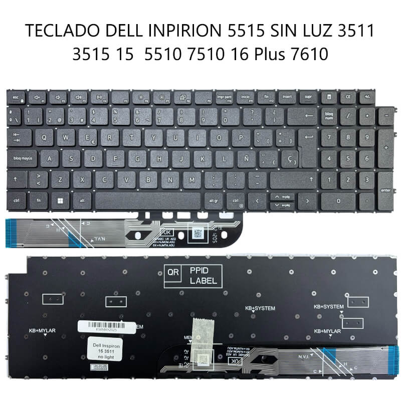 TECLADO Dell Inspiron 5515 SIN LUZ 3511 3515 15 5510 7510 16 Plus 7610 BLACK