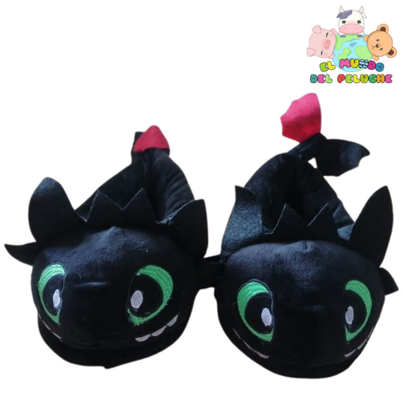 Pantuflas Peluche Furia Nocturna | Talla 2 Infantil | Inspiradas en Cómo Entrenar a tu Dragón | El Mundo del Peluche