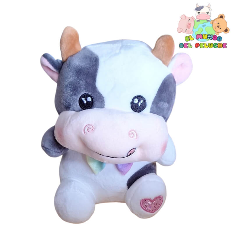 Peluche Vaquita Sentada #0 | Diseño Tierno con Detalles Bordados | 12x18 cm | El Mundo del Peluche