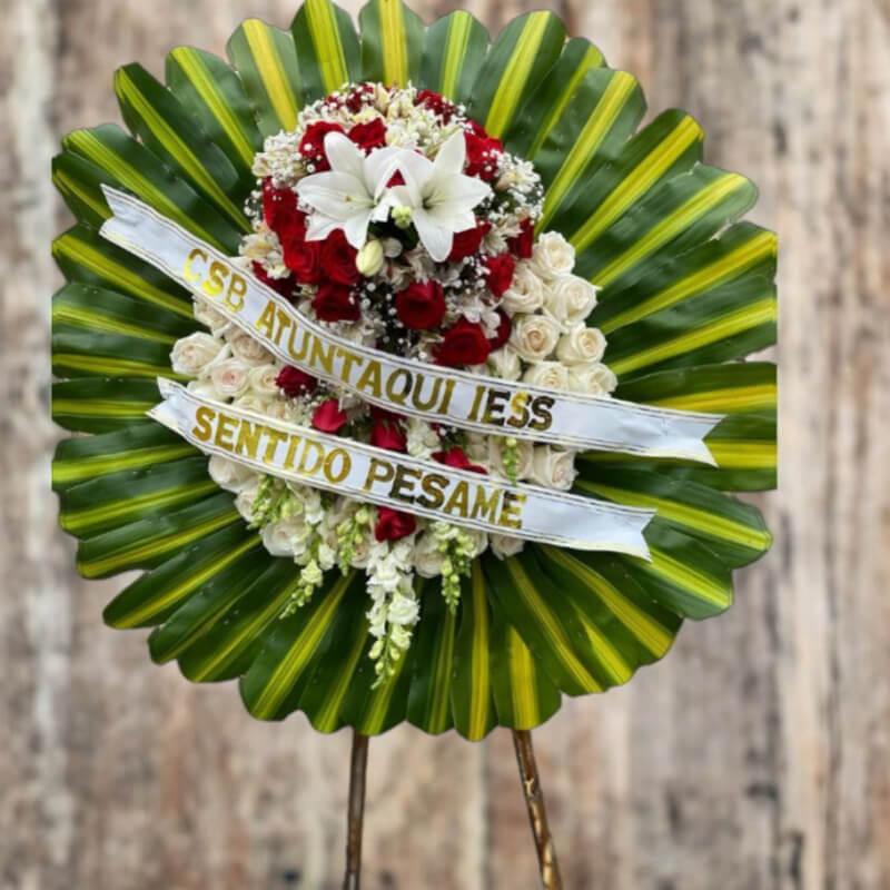 Corona Fúnebre: Sentido Pésame y Paz Eterna en Ibarra - PEDESTAL -DIFUNTO