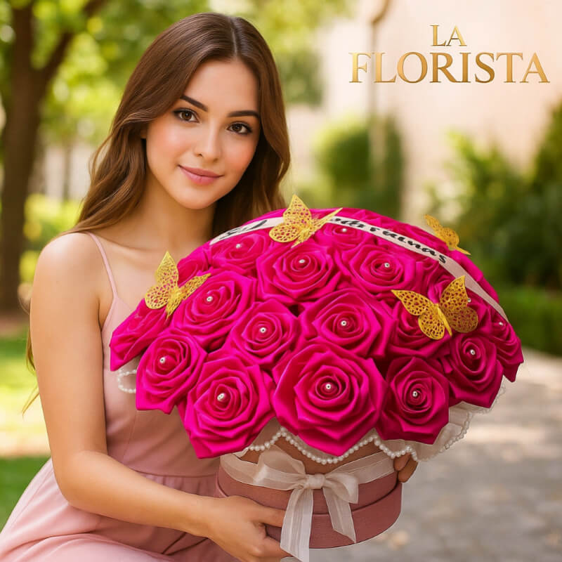 Caja Dulce Tentación: Rosas Eternas Fucsia en Ibarra