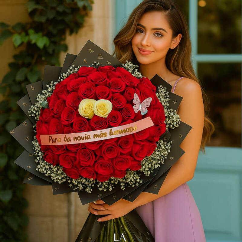 Ramo Para la Novia Más Hermosa: Rosas Rojas y Blancas en Ibarra