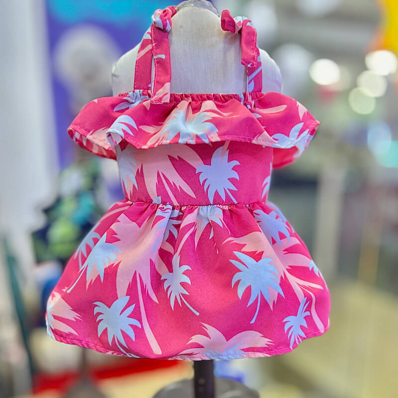 VESTIDO ROSADO PLAYERO PARA PERRITAS Y GATITAS TALLAS XS/S