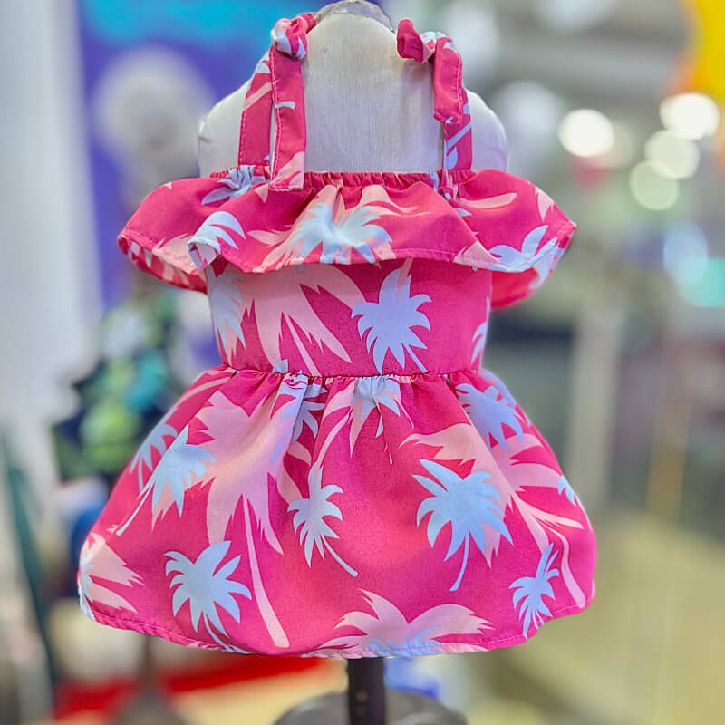 VESTIDO ROSADO PLAYERO PARA PERRITAS Y GATITAS TALLAS M/L