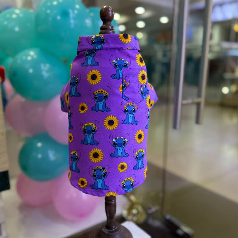 CAMISA DE STITCH MORADA PARA PERRITO Y GATITO