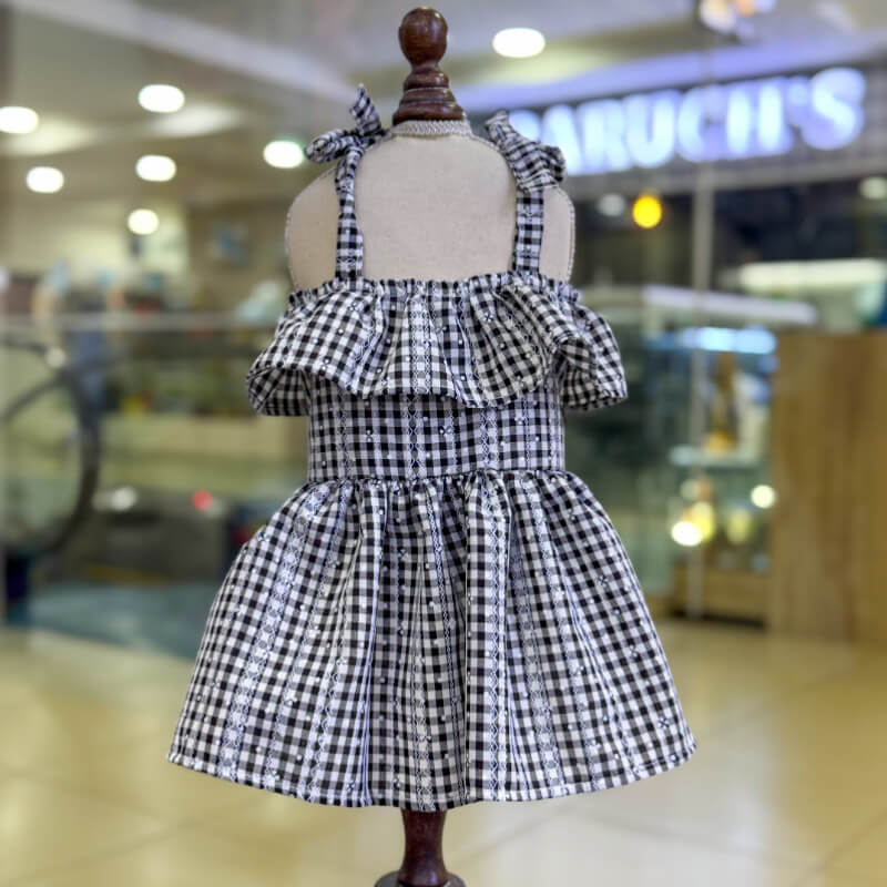 VESTIDO A CUADROS BLANCO CON NEGRO