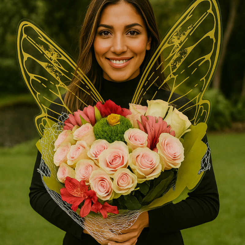 Ramo Alas de Hada: Rosas Mágicas y Capricho Floral en Ibarra