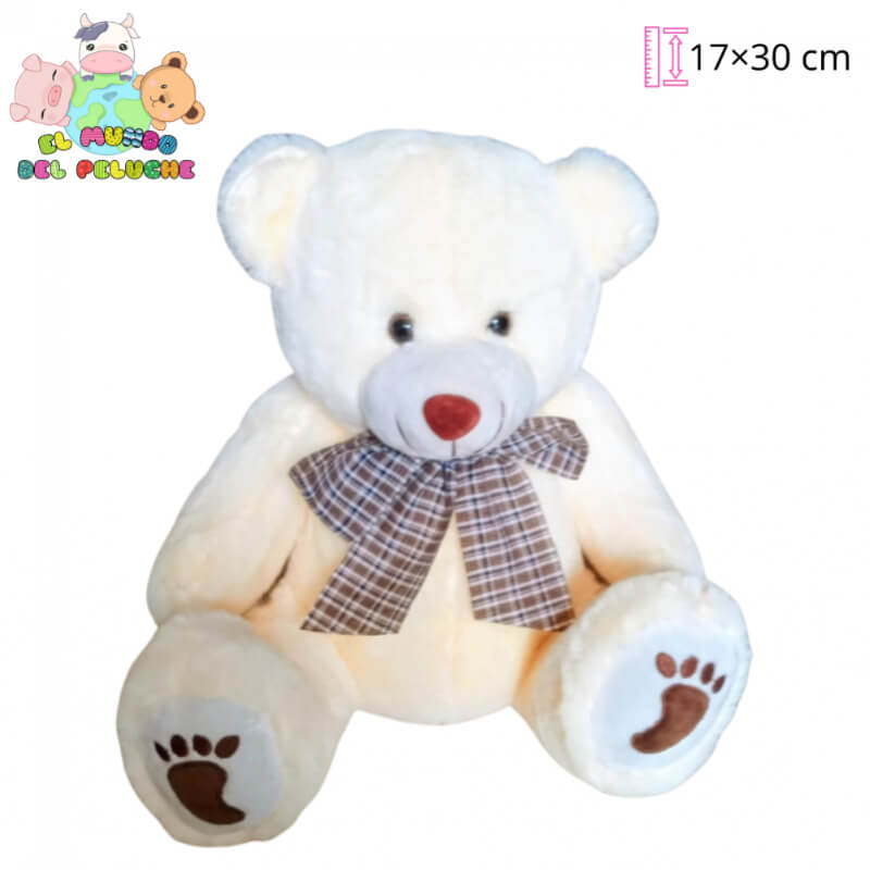 Oso Oliver Salmón con Moño | Oso Clásico Romántico | 17×30 cm | El Mundo del Peluche
