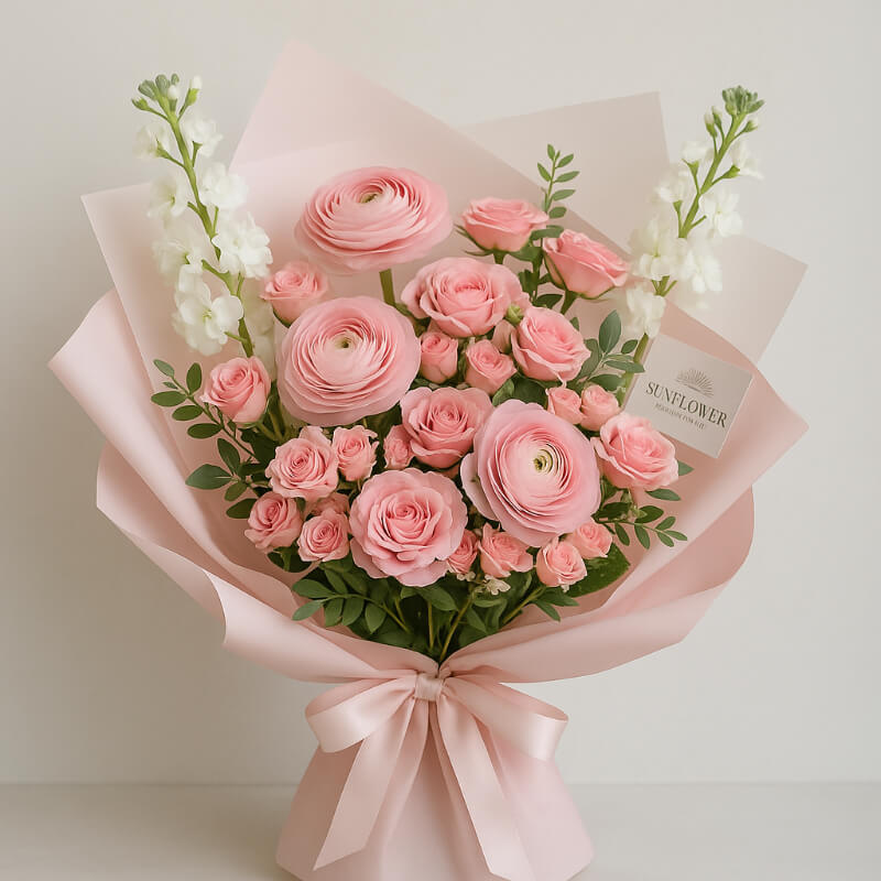 Lucia Bouquet: Rosas, Ranúnculos y Mini Rosas Exclusivas| ENVIOS A GUAYAQUIL - SAMBORONDON - DAULE