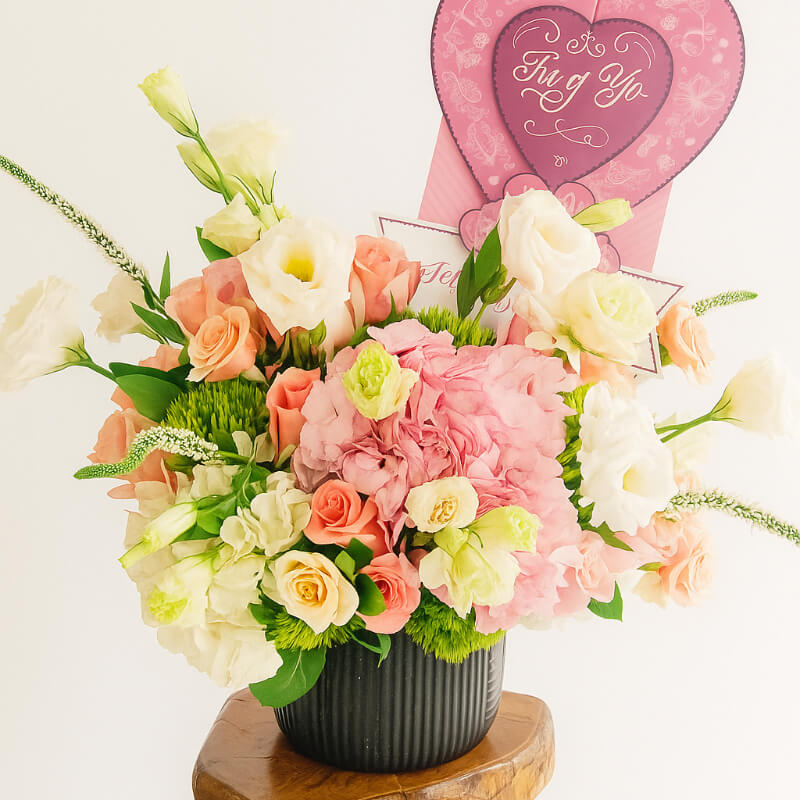 Arreglo Floral COTTON CANDY: Rosas, Lisianthus y Hortensias | ENVIOS A GUAYAQUIL - SAMBORONDON- DAULE