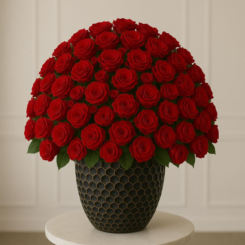 Arreglo Floral XL Premium: Rosas Rojas y Base Elegante | Envios a domicilio Guayaquil - Samborondon - Daule