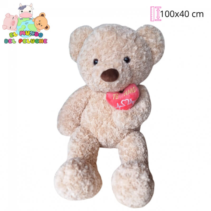Oso de Peluche | Oso Látido con Corazón Te Amo | 80x40 cm | El Mundo del Peluche