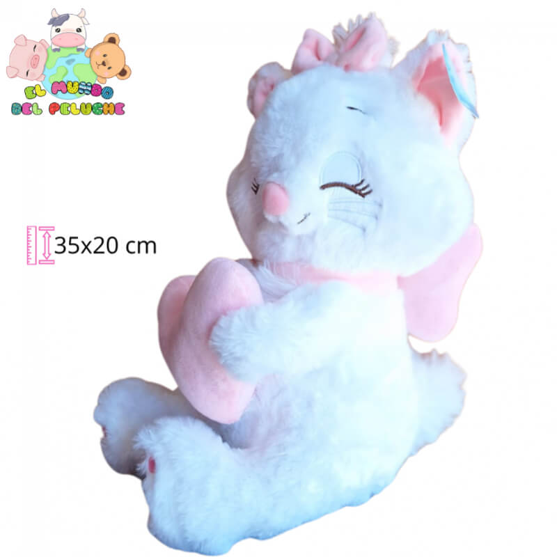 Peluche Marie Aristogatos & Tambor Bambi con Corazón | Diseño Tierno Premium | 15x30 cm | El Mundo del Peluche