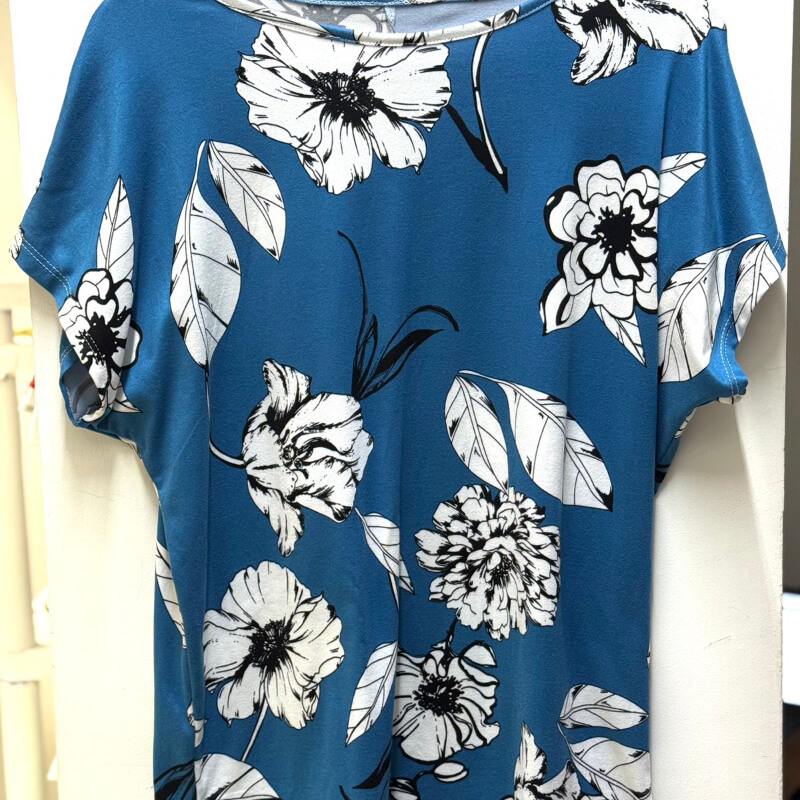Blusa Azul Flores Talla L: Elegante Estampado Floral | Envío Rápido