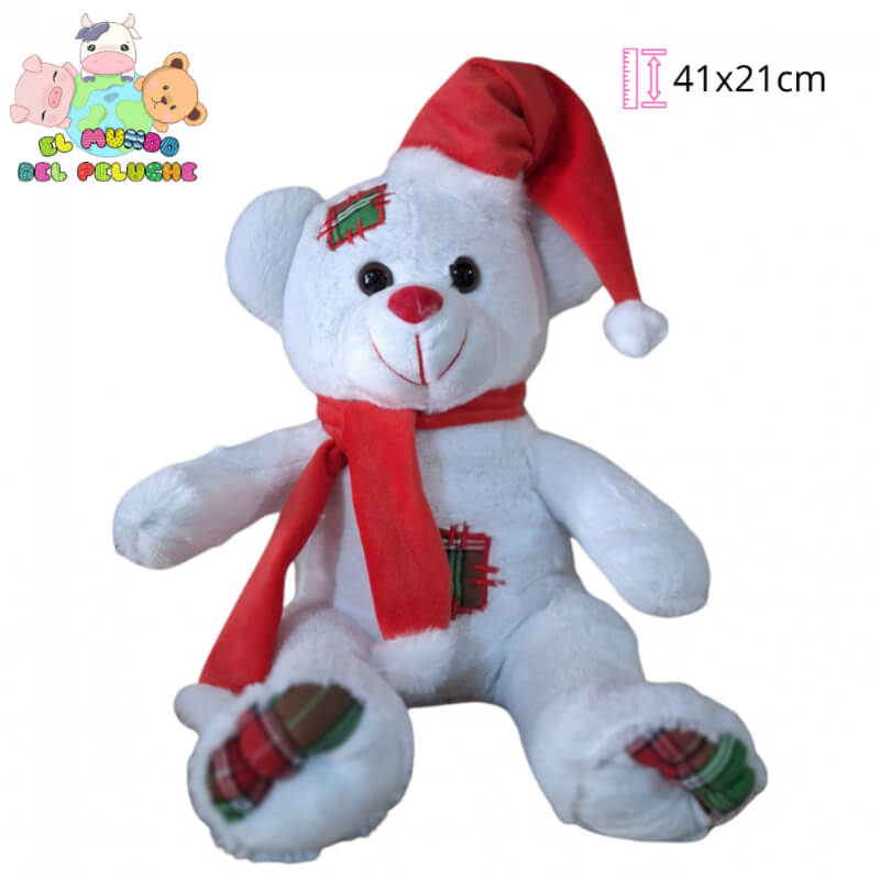 Peluche Oso Parche Navideño | 21x41 cm | El Mundo del Peluche