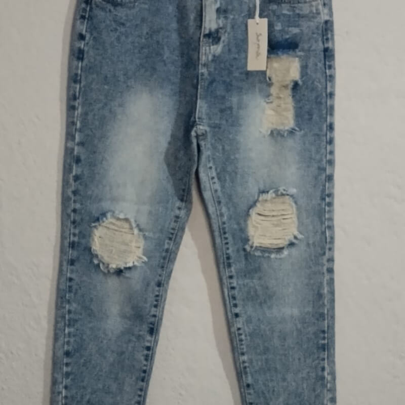Pantalón Mom Jeans Talla L - Estilo Vintage, Tiro Alto