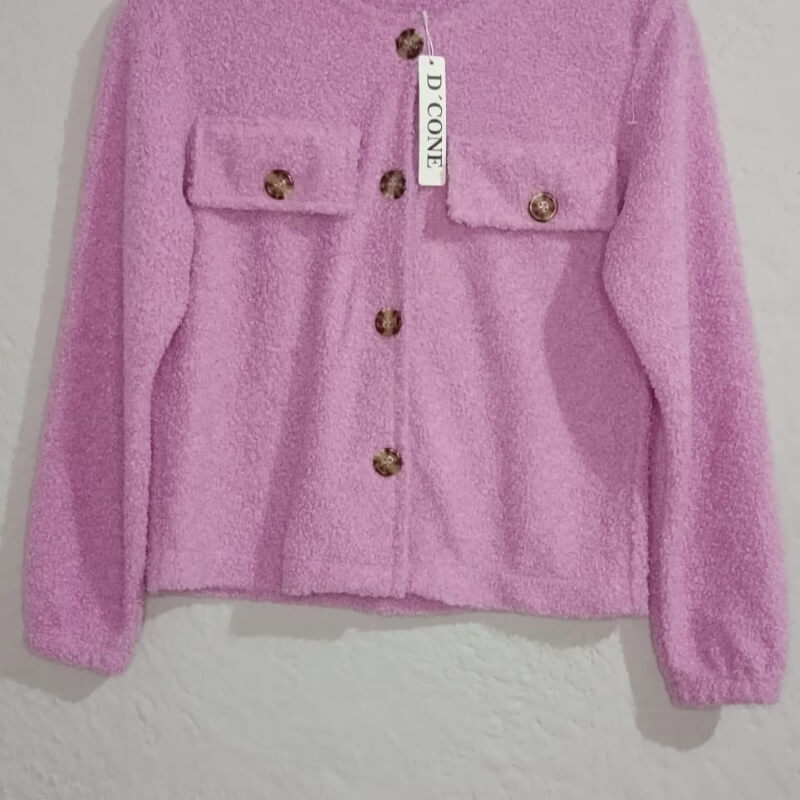 Saco Corto Rosa Unitalla con Botones Dorados - Elegancia y Estilo