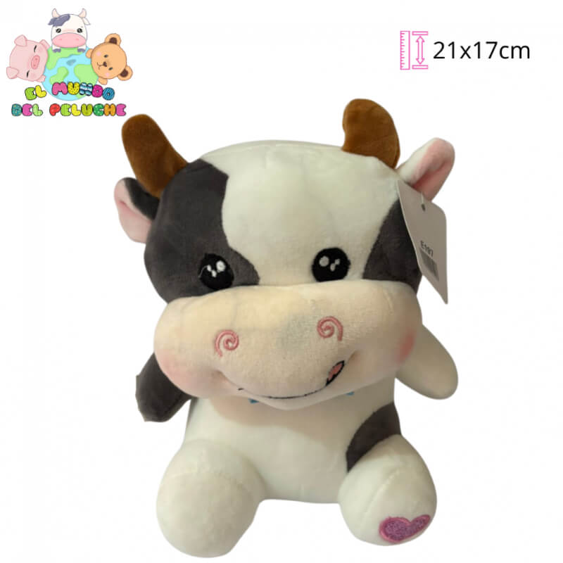 Peluche Vaca Sentada #1 | Suave Premium | 21x17 cm | El Mundo del Peluche