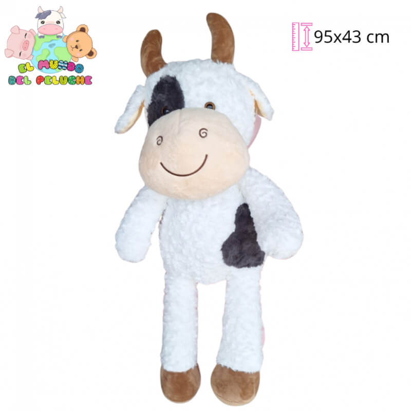 Peluche Vaca Gigante Premium | Diseño XL con Textura Borreguito | 43x95 cm | El Mundo del Peluche