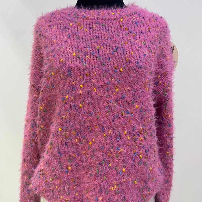 Suéter Rosa con Lunares Multicolor - Talla Grande
