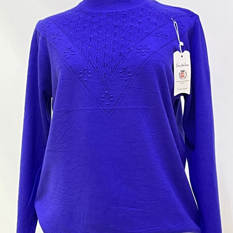 Suéter Azul Brillante Talla Grande - 2XL/3XL | Tejido de Punto Premium