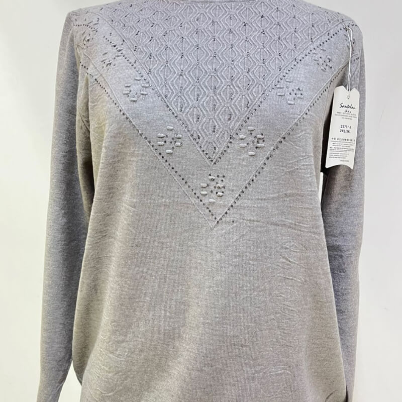 Suéter de Punto Gris Brillante Talla Grande 2XL/3XL - Elegancia y Confort