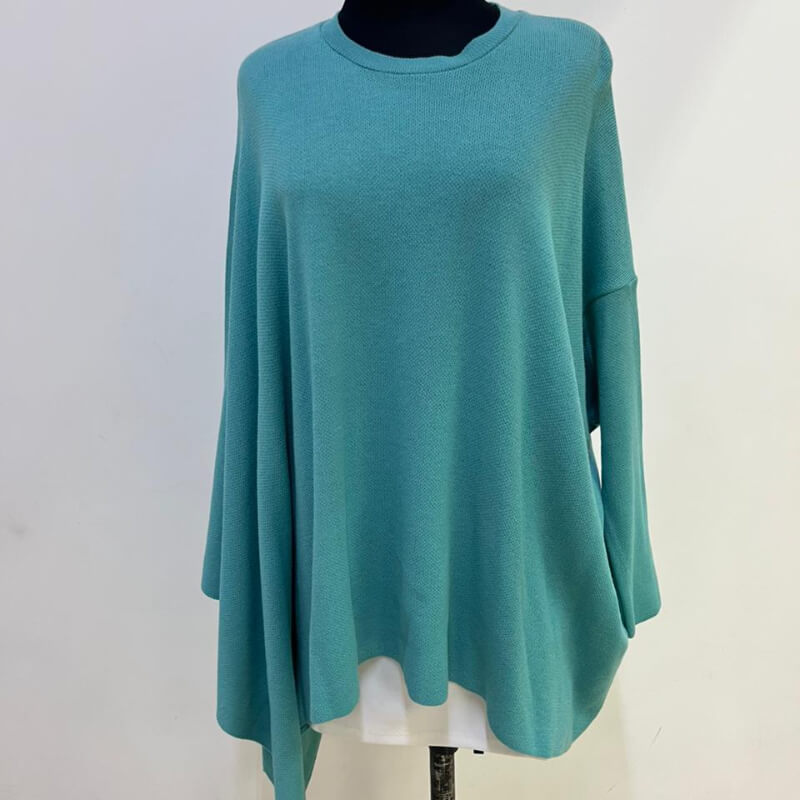 Poncho Turquesa Asimétrico Talla Grande - Diseño Original y Cómodo