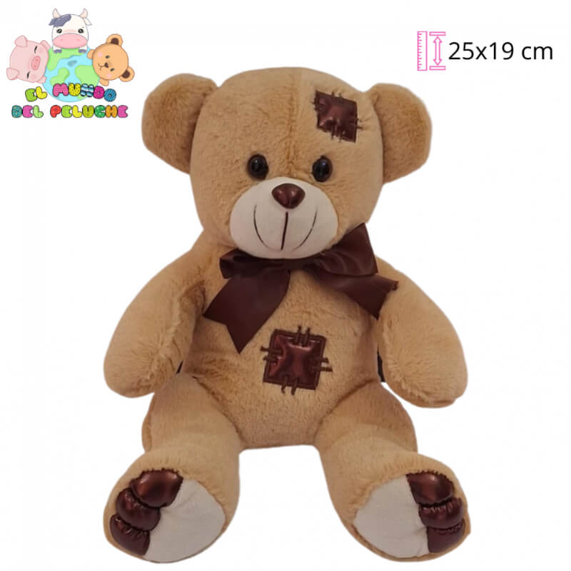 Peluche Oso Parche #1 | Patchwork Moderno | 25 x 19 cm | El Mundo del Peluche