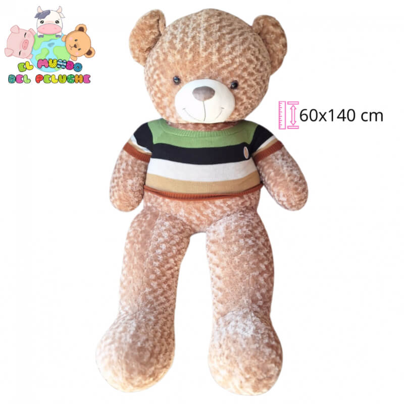 Peluche Oso Gigante con Suéter Rayado | Diseño Moderno | 60 x 140 cm | El Mundo del Peluche