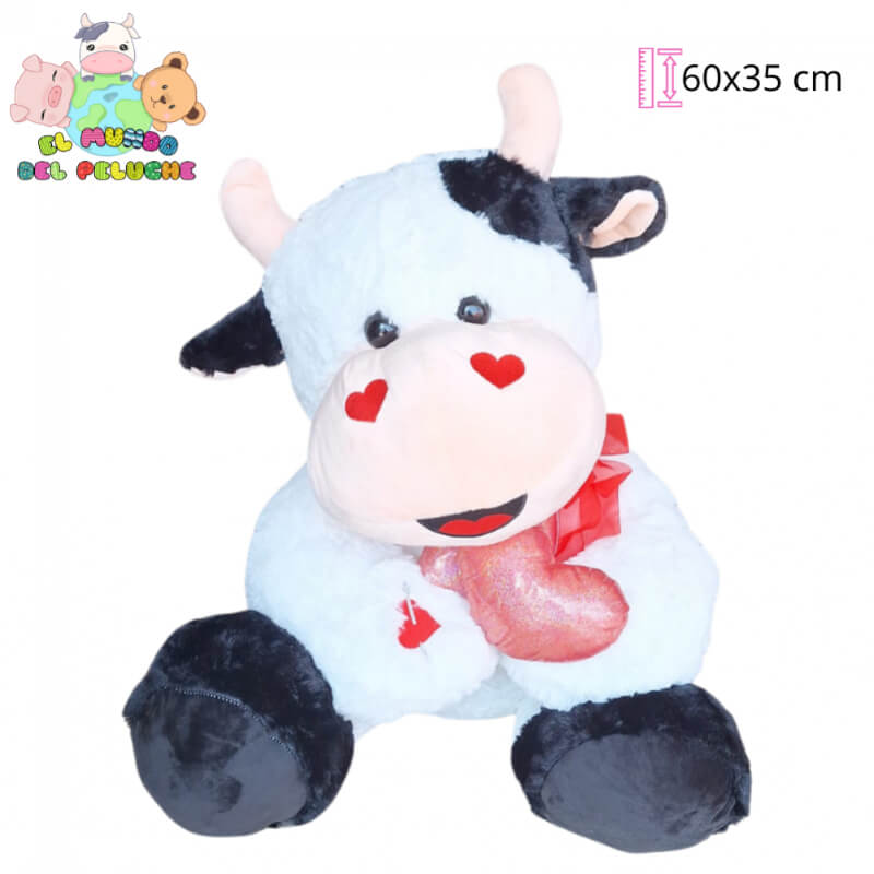Peluche Vaca Corazón 60 cm | 60x35 cm | El Mundo del Peluche