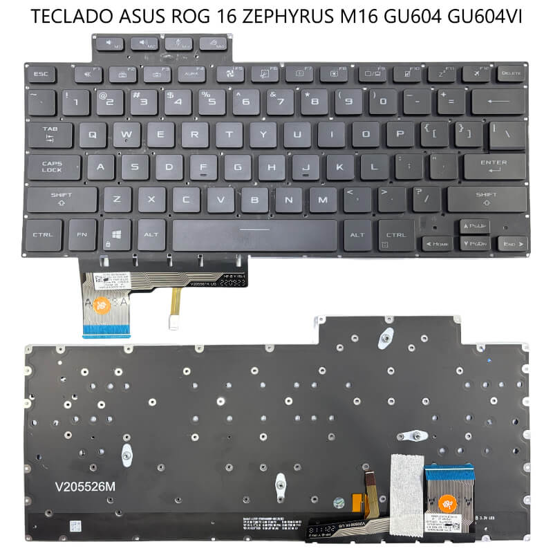TECLADO ASUS ROG 16 Zephyrus M16 GU604 GU604VI GU604VY 2023 BLACK Backlit