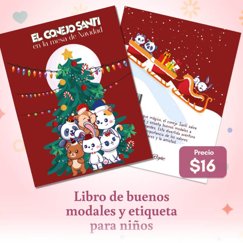 Libro el Conejo Santi en la cena de Navidad