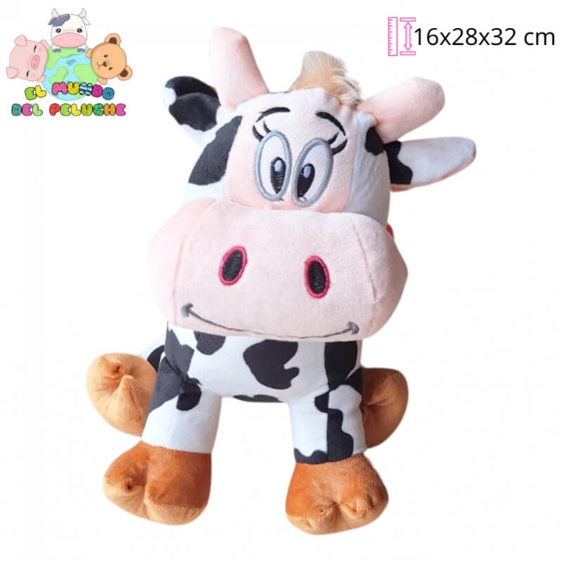 Peluche Vaca Lulu #1 | Vaquita Clásica Tierna | 16x28x32 cm | El Mundo del Peluche