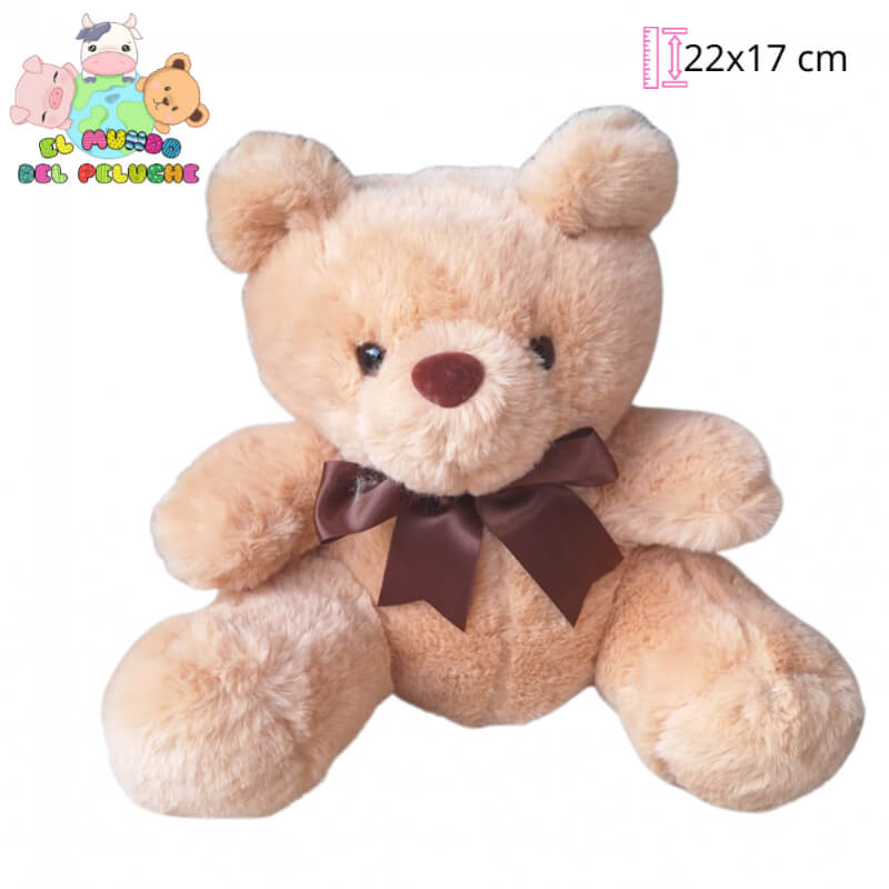 Peluche Oso Luck #0 | Oso Clásico con Moño | 22x17 cm | El Mundo del Peluche