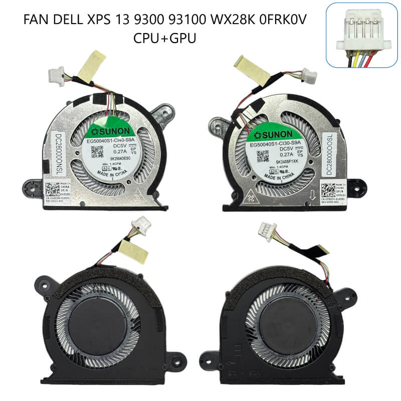 FAN DELL XPS 13 9300 93100 WX28K 0FRK0V CPU+GPU
