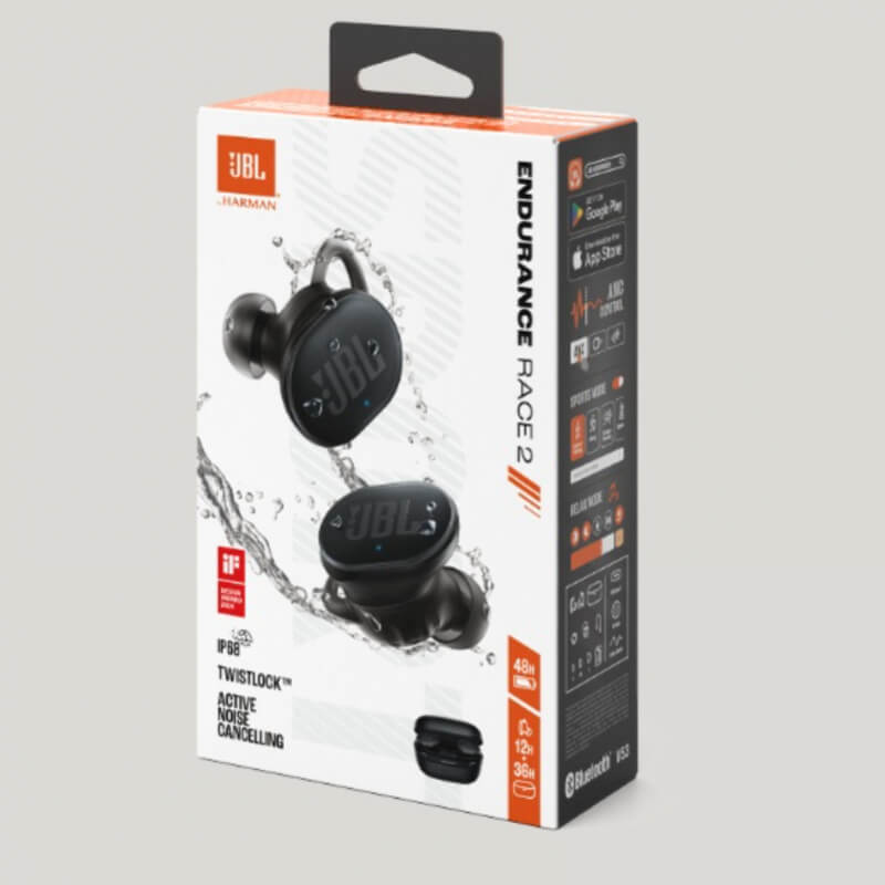 JBL ENDURANCE RACE 2 BLACK Y WHITE