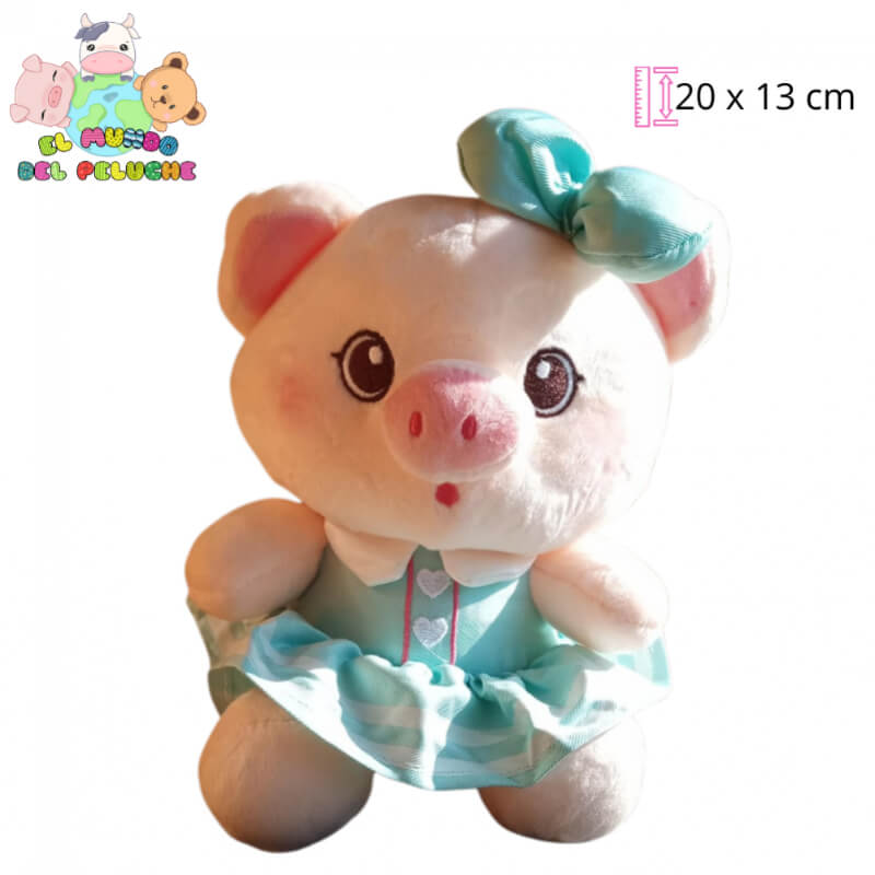 Peluche Cerdita con Vestido | Diseño Infantil Tierno | 20 x 13 cm | El Mundo del Peluche