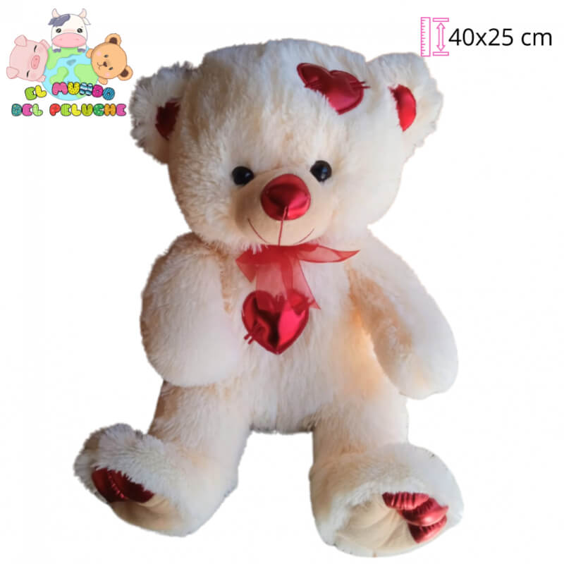 Oso de Peluche | Oso Parche #2 con Corazón | 40 x 25 cm | El Mundo del Peluche