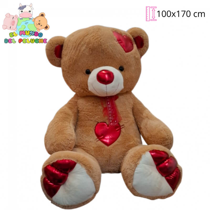 Oso de Peluche | Oso Parche Mega con Corazón | 100 x 170 cm | El Mundo del Peluche