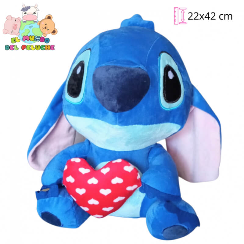 Peluche de Personaje | Stitch Cabezón #2 con Corazón | 22 x 42 cm | El Mundo del Peluche