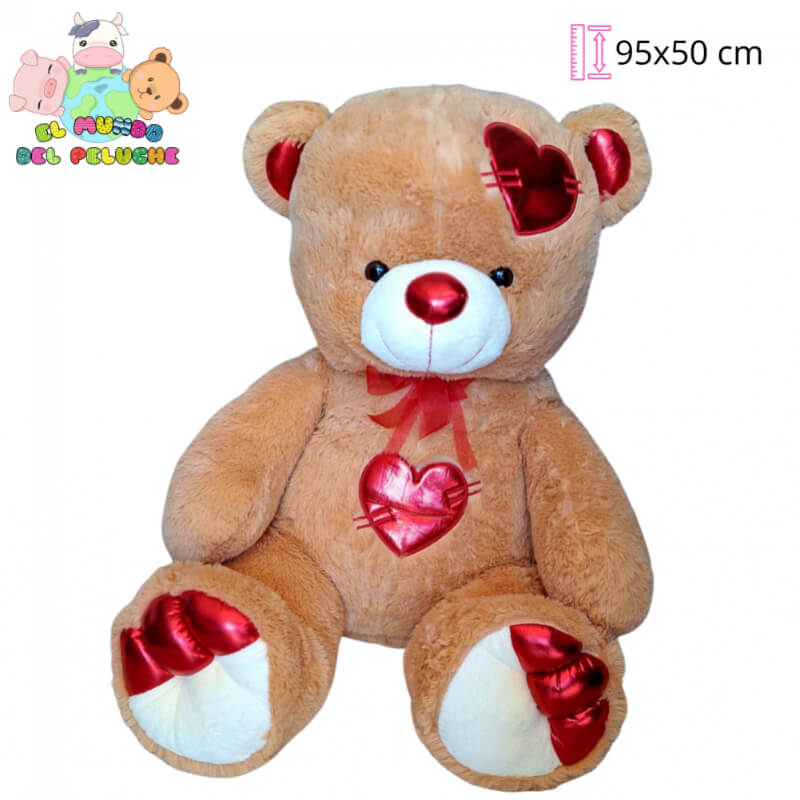 Oso de Peluche | Oso Parche #4 con Corazón Gigante | 95 x 50 cm | El Mundo del Peluche