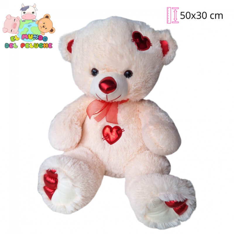 Oso de Peluche | Oso Parche #3 con Corazón | 50 x 30 cm | El Mundo del Peluche