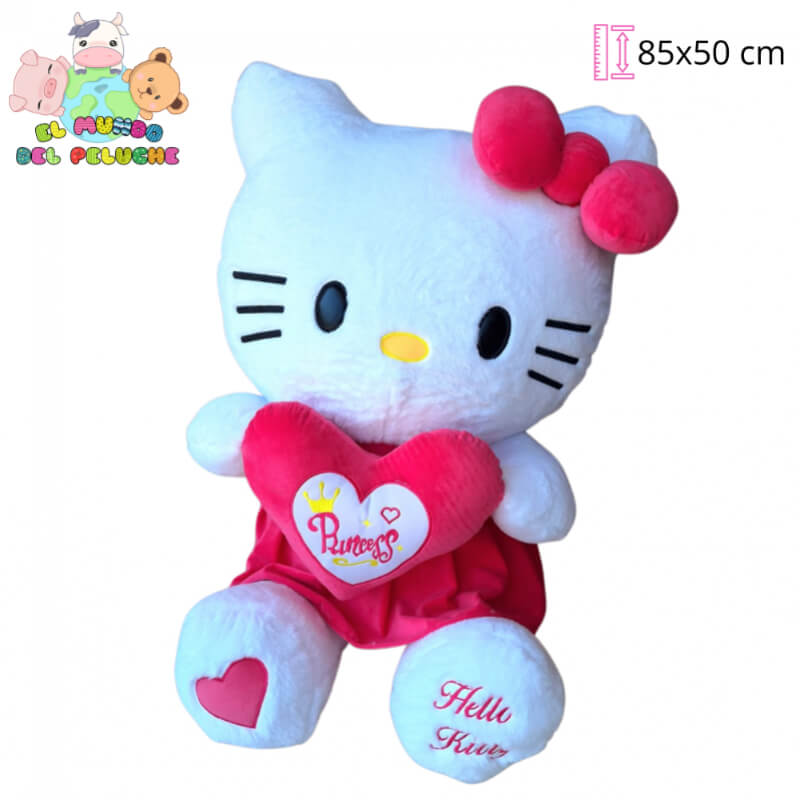 Peluche Gigante | Kitty Jumbo con Corazón | 85 x 50 cm | El Mundo del Peluche