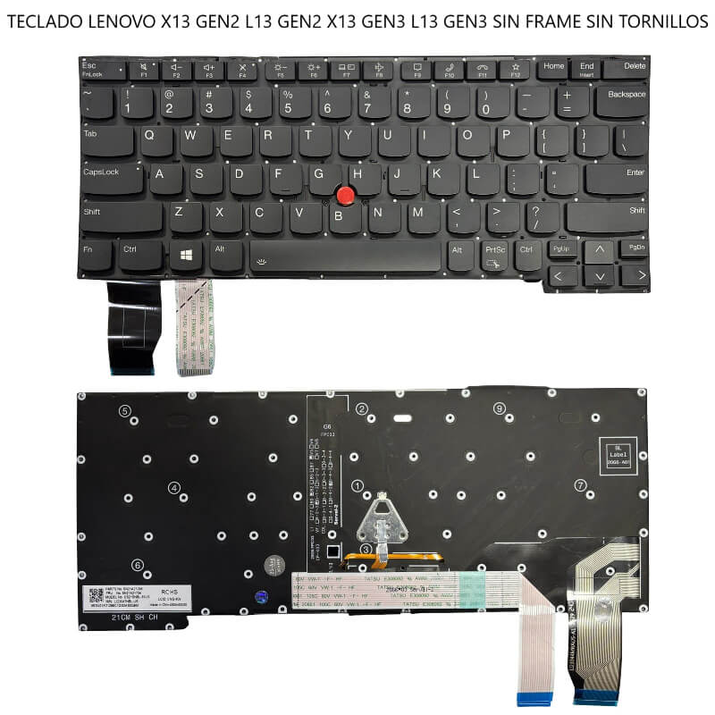 TECLADO LENOVO X13 GEN2 L13 GEN2 X13 GEN3 L13 GEN3 SIN FRAME SIN TORNILLOS