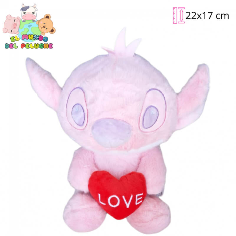 Stitch Rosa con Corazón #1 | 22 x 17 cm | El Mundo del Peluche