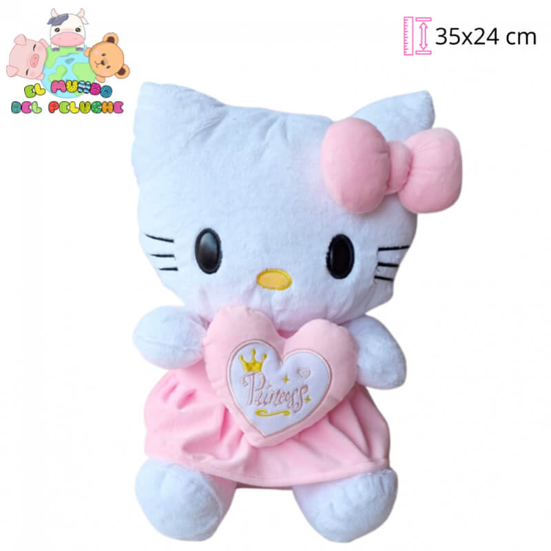 Peluche Kitty | Kitty con Corazón Princess | 35 x 24 cm | El Mundo del Peluche